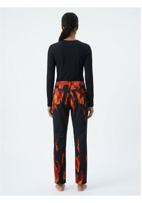 Jeans Vintage Angelo Marani Denim Nero con Stampa Fiamme e Strass Rossi ANGELO MARANI | A5.7729.202020